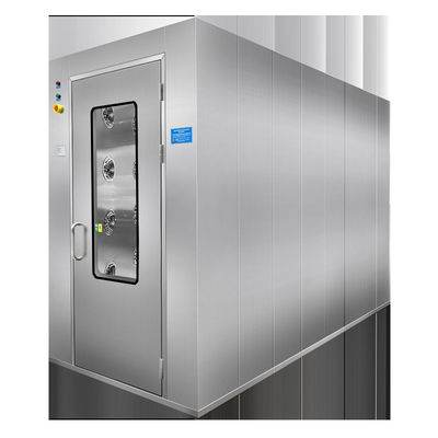 Sala de ducha de aire de 220V 50Hz con acero recubierto en polvo / SUS304 Construcción y velocidad del viento de 13-25m/s para salas limpias