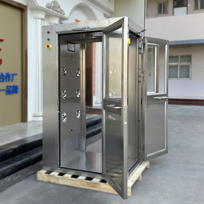 Cuarto de ducha de aire de sala blanca con flujo de aire vertical personalizado de acero inoxidable 304 de tres puertas