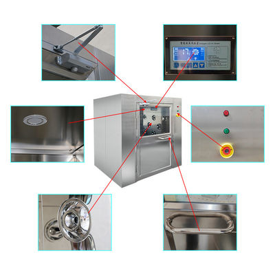 Ducha de aire de acero inoxidable de suelo a techo de gran tamaño con puertas corredizas dobles para pasar por el cuarto limpio