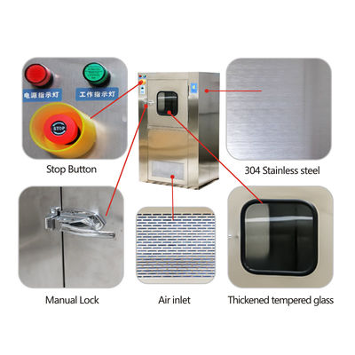 MRJH Single Story Puerta plana Control manual Interbloqueo Interior Exterior Todo de acero inoxidable Ducha de aire Caja de pase