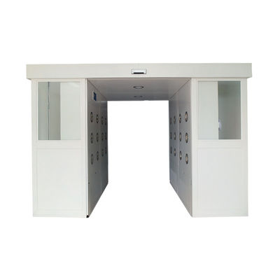 Productos industriales ducha de aire con puertas corredizas automáticas ventilador de 1500W, filtro HEPA de 0,3 μm transferencia libre de polvo