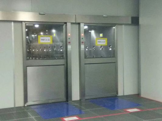 Productos industriales ducha de aire con puertas corredizas automáticas ventilador de 1500W, filtro HEPA de 0,3 μm transferencia libre de polvo