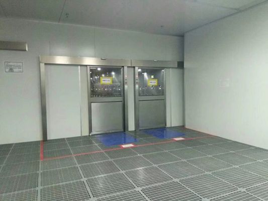 Productos industriales ducha de aire con puertas corredizas automáticas ventilador de 1500W, filtro HEPA de 0,3 μm transferencia libre de polvo