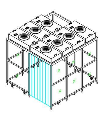 ISO 5 Stand limpio con sistema HEPA FFU. Diseño modular y móvil para laboratorios / electrónica
