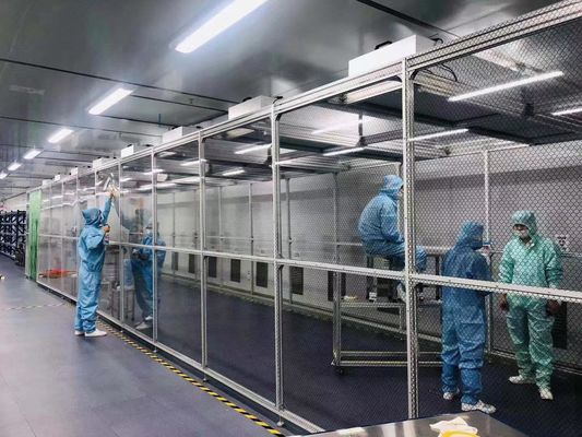 Recinto de sala limpia personalizado con marco de acero inoxidable 304, cumplimiento de la clase 5 de ISO y filtración HEPA FFU 34 ×