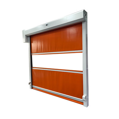 Puerta de alta velocidad de rollo resistente al viento. Sensor de radar y cortina de PVC de 0,8 mm. 0,6-2,5 m/s ajustable.