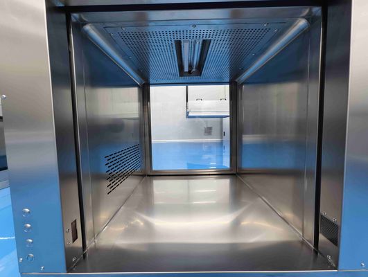 Gabinete de paso de flujo laminar con puerta elevadora vertical con filtro HEPA y construcción de acero inoxidable SUS304