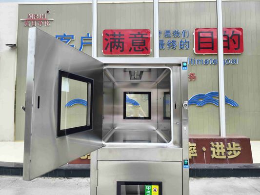 Caja de pases de tres capas mecánicamente interconectadas con esterilización UV ultra segura