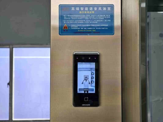 Ducha de aire inteligente con puerta corredera con reconocimiento facial y construcción de acero inoxidable para descontaminación del personal