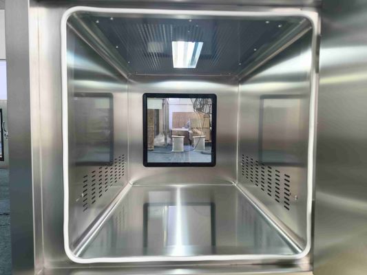 Caja de paso de flujo laminar de puerta automática con pureza de aire ISO Clase 5 con filtro HEPA y puertas corredizas motorizadas
