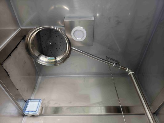 Sala de ducha y lavado de ojos de seguridad de emergencia con recubrimiento de acero inoxidable SUS304, caudal de ducha de 120-180 L/min y tamaño compacto de 1000 × 1000 × 2400 mm