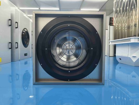 Unidad de filtrado de ventilador de succión inversa con puerto de brida y filtración de alta eficiencia para salas blancas
