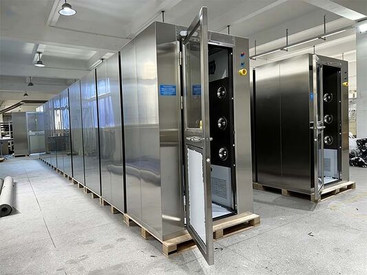 Ducha de aire inteligente con puerta corredera con reconocimiento facial y construcción de acero inoxidable para descontaminación del personal