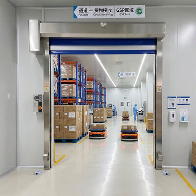 Puerta enrollable inteligente de alta velocidad habilitada para IoT con sellos a prueba de polvo y velocidad ajustable de 0,6 a 2,5 m/s para uso farmacéutico y minero
