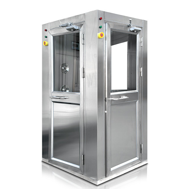 Cuarto de ducha de aire de sala blanca con flujo de aire vertical personalizado de acero inoxidable 304 de tres puertas