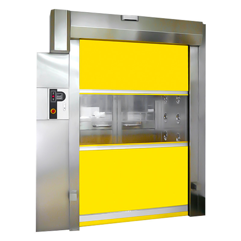Puerta enrollable antiexplosión de acero inoxidable con ojos eléctricos de seguridad y revestimiento francés de PVC de doble cara