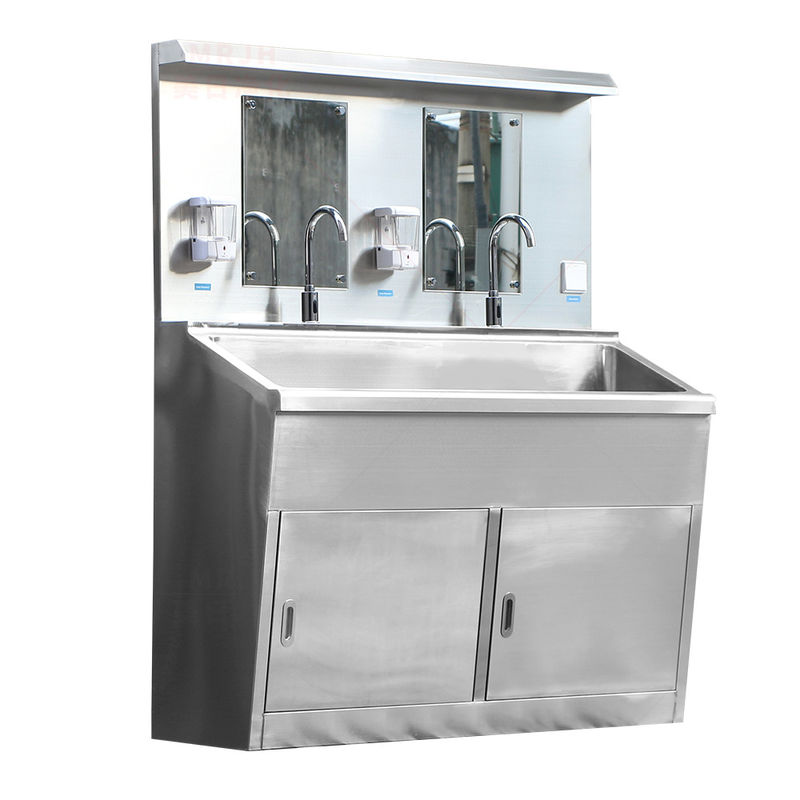 Lavabo de lavado de manos para dos personas de acero inoxidable para limpieza de laboratorios y electrónica