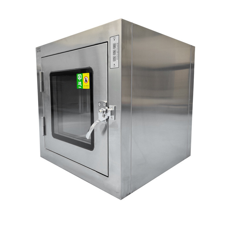 Caja de pases de laboratorio de acero inoxidable 304 con bloqueo mecánico y esterilización UV para transferencia de sala limpia