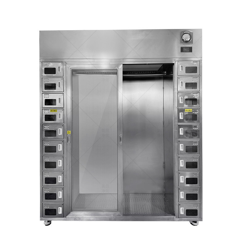 El cuarto limpio de acero inoxidable, el armario de ropa y zapatos, doble zona ISO 14644 capacidad para 40 personas.