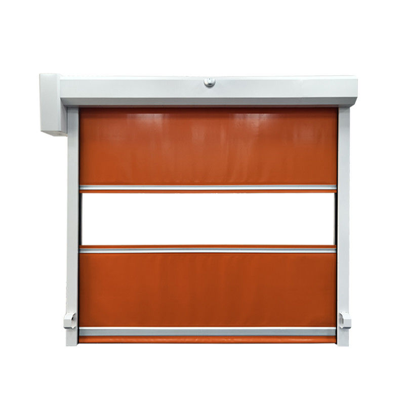 Puerta de alta velocidad de rollo resistente al viento. Sensor de radar y cortina de PVC de 0,8 mm. 0,6-2,5 m/s ajustable.
