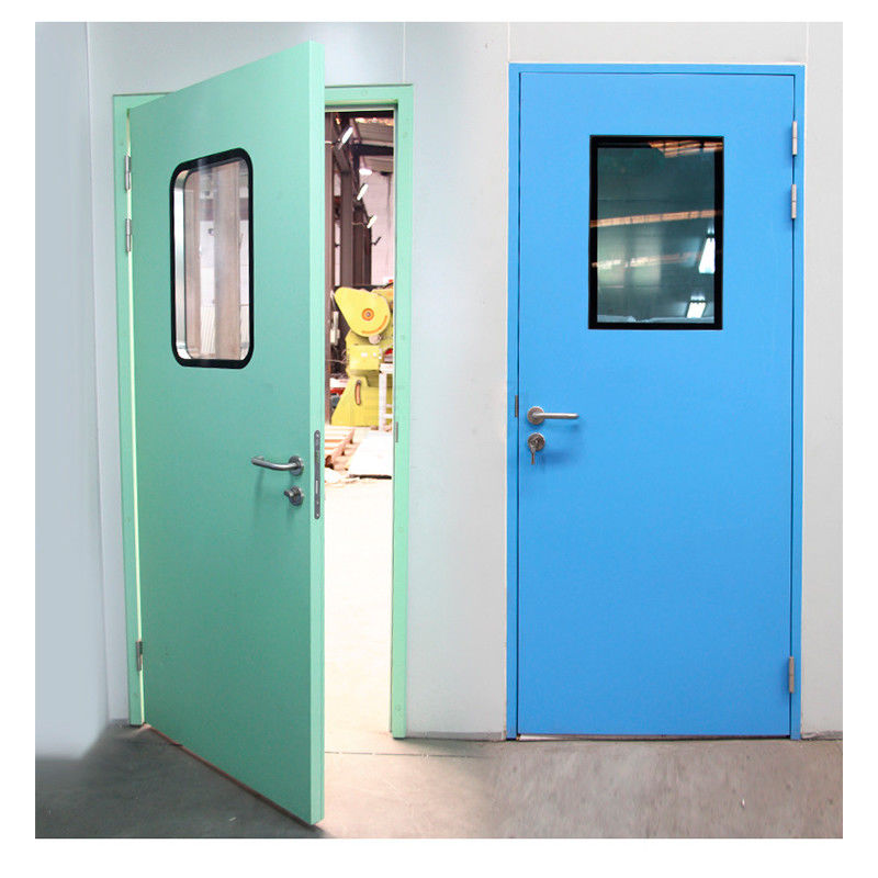 Puertas de acero de cuarto limpio de doble oscilación. Diseño de alta carga y tráfico. Certificado FDA/CE.